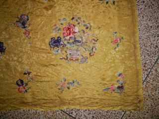 Large Antique Chinese Silk Hand Embroidered Textile Art Wall Hanging Panel 2