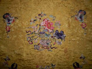 Large Antique Chinese Silk Hand Embroidered Textile Art Wall Hanging Panel 3