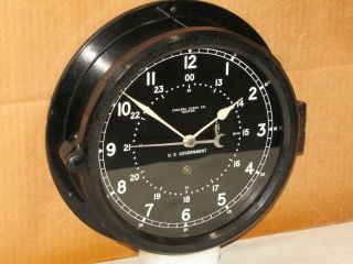 Chelsea U.  S.  Air Force Clock 8 1/2 In Circa 1967 12/24 Hr.  Dial Near