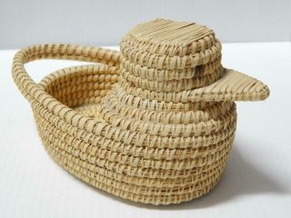 Old Vintage Papago Indian Basket - Duck Figural Wheat Stitch -