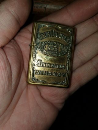 Vintage Brass Jack Daniels Heavy Plate Zippo Lighter