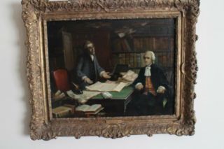 Antique oil on canvas by George Fox titled Reading the Will 1816 - 1910 2