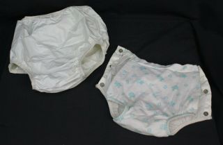 2 Pair Vtg Baby Rubber Pants Carters Waterproof Vinyl Diaper Cover Snap & Pullon