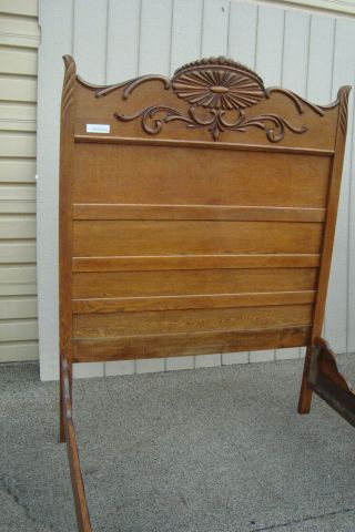 58761 Antique Victorian Solid Oak High Back Full Size Bed 2