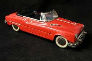 Vintage 1960s Tin Friction Red Convertible Litho Toy Car Pressed Tin 73
