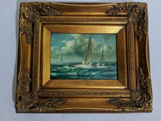 8 - Ornate Framed,  Hand Painted,  Oil Paintings Dog,  Ship 2