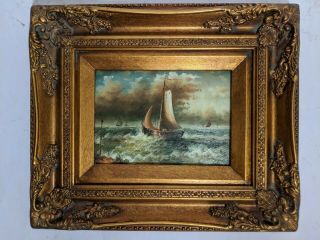 8 - Ornate Framed,  Hand Painted,  Oil Paintings Dog,  Ship 3