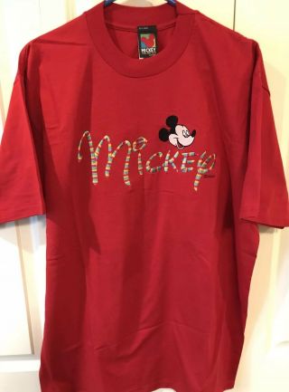 Vintage Mickey Mouse 90s Shirt Disney Unlimited Made In Usa Red Vtg Size Xl Euc