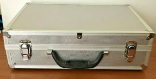 Silver Metal Sturdy Storage Case With Foldout Trays.  Various Uses - Collectables