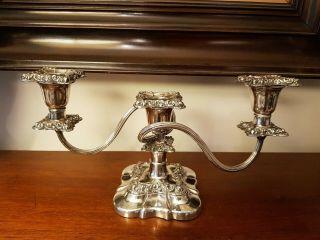 Vintage Silver Plated On Copper Three Branch Candelabra