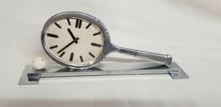 Rare Antique French Art Deco Tennis Racket C M Depose Mantle Clock 8 Day 2