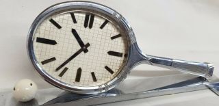 Rare Antique French Art Deco Tennis Racket C M Depose Mantle Clock 8 Day 3