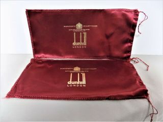 2 Vintage Dunhill London Satin Pipe Bags 7.  75 " X 3.  75 " Burg - Gold