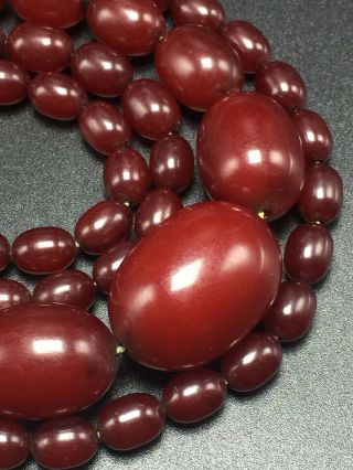 Antique Cherry Amber Graduated Beaded Necklace 42.  2 Grams 2