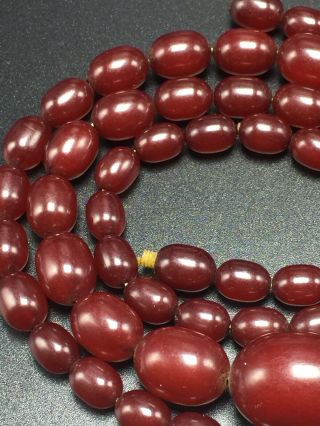 Antique Cherry Amber Graduated Beaded Necklace 42.  2 Grams 3