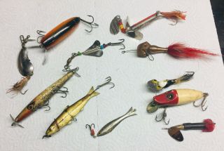 Vintage Fishing Lures Assorted,  11 Total Lqqk.