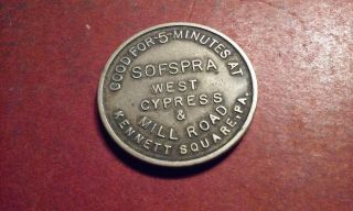 Vintage Sofspra Coin Car Wash Token West Cypress & Mill Road Kennett Square Pa
