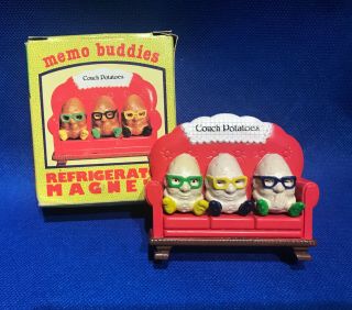 Vintage Couch Potato Refrigerator Magnets,  Set Of 4 - Memo Buddies