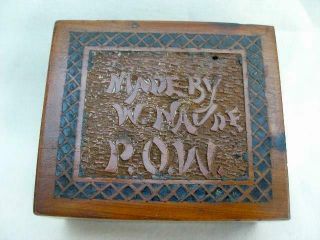 Rare Boer War Bermuda Prisoner Of War Carved Wood Novelty Box.