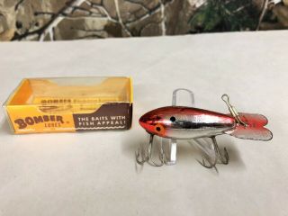 Vintage Bomber Fishing Lure,  Box & Paperwork (silver & Red)