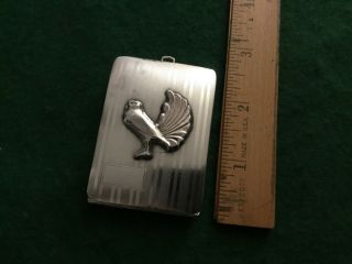 Vintage Match Safe Holder Sterling Silver 3d Bird On Front