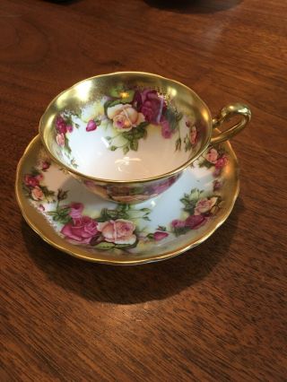 Vintage Teacup And Saucer Royal Chelsea,  Golden Rose 3983a