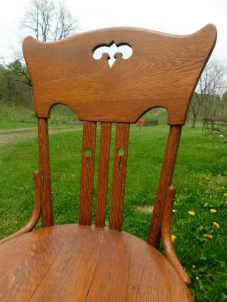 4 Antique Quartersawn Oak Bentwood Highback Arts Crafts Victorian Keyhole Chairs 2