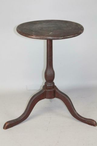 Rare Ct Early 18th C William And Mary Candlestand In The Best Red Paint