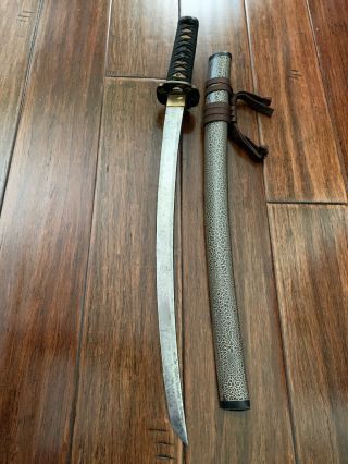 antique japanese samurai wakizashi katana sword (signed Blade,  Signed Tsuba) 3