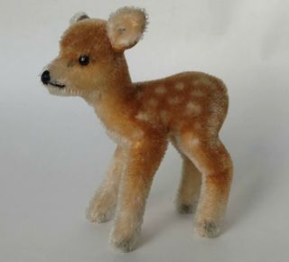 Vintage 50s/60s Steiff Mohair Bambi Deer With Button Height 5.  5 Inch