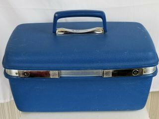Vintage Samsonite Concord Train Case Makeup Cosmetic Blue Suitcase
