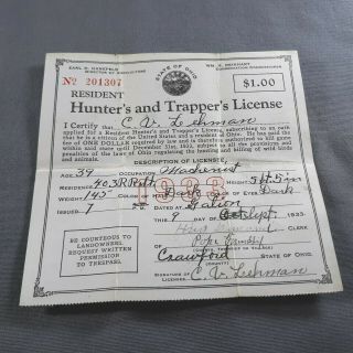 1933 Ohio Resident Hunter 