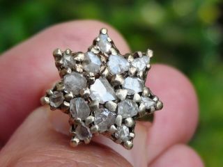 Antique Philippine 3.  6 Tcw Rough Cut Diamond Ring And Earrings Set