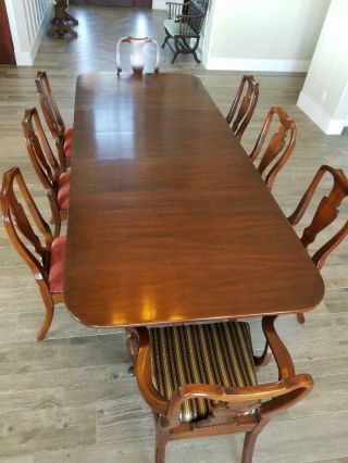 Henkel Harris Mahogany Double Pedestal Dining Room Table