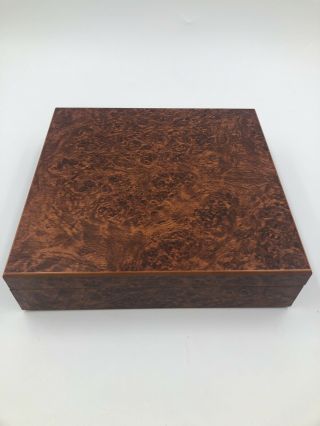 Cigar Table Top Humidor Box Burl Veneer Desk Office Man Cave Wood Grain