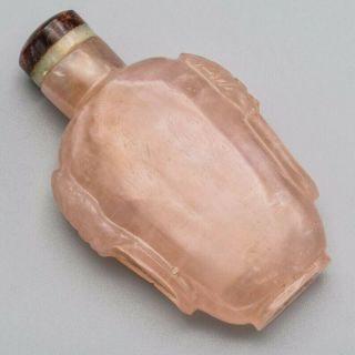 Antique Chinese Rose Quartz & Jade Carved Snuff Bottle 59.  3 Grams