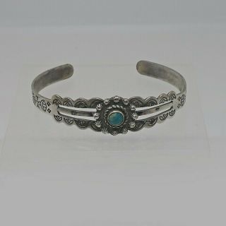 Vintage American Indian Fred Harvey Era Sterling Silver Turquoise Bracelet