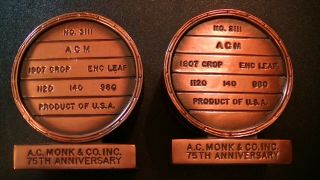 A C Monk & Co Inc 75th Anniversary Tobacco Tobacciana Bookends Home Decor Rare