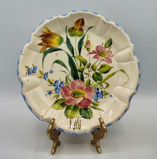 Vintage Italian Ceramic Art Pottery Vanro Plate Dish Hand Painted Floral Italy