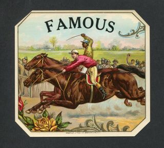 Old Famous Cigar Label - Jockeys And Horse Race - Label
