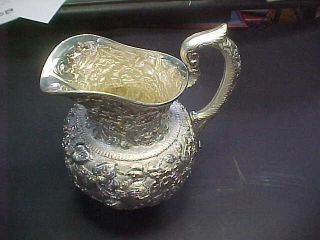 Sterling Repoussed Water Pitcher,  R & S Silversmiths,  Top Of The Line