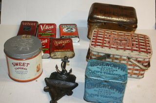 Tobacco Tins Dixie Queen,  Velvet,  Union Leader,  Sir Walter Raleigh,  More