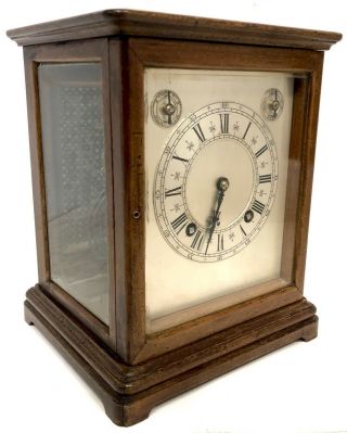 Lovely Antique Winterhalder & Hofmeier Four Glass Library Clock
