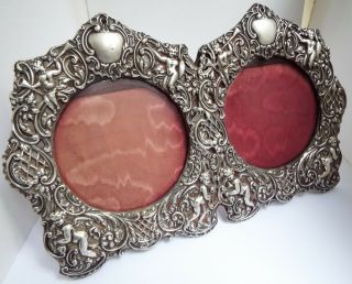Fabulous Large Decorative English Antique 1899 Solid Silver Double Photo Frame