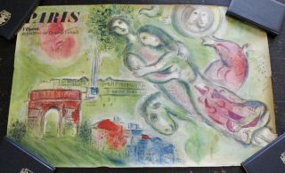 Rare Paris Opera By Marc Chagall Vintage French Travel Poster 1964