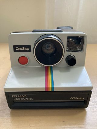 Vintage Polaroid One Step Rainbow Instant Land Camera With Strap