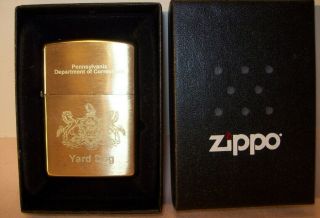 Zippo Penn.  Dept.  Of Corrections Yard Dog Brass Jail Police Lighter W/box