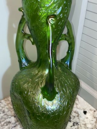 Loetz Austrian Iridescent Glass Vase Crete Chine 1897 Antique Art Nouveau 14”