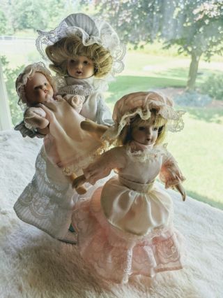 Miniature Bisque Baby Doll Vintage Russ Berrie 4 - 1/2 " Plus Bonus Dolls