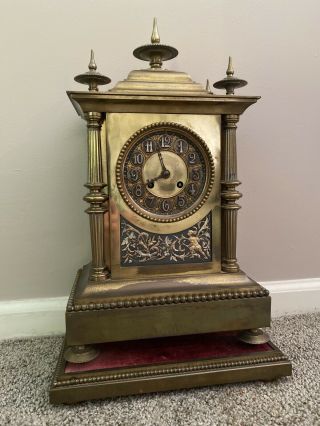 Antique Unsigned Brass Bronze Cased French Mantel Clock